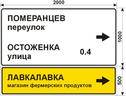 Макет дорожного знака для магазина фермерских продуктов LavkaLavka на Остоженке: