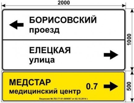 Макет дорожного знака для медицинского центра МЕДСТАР